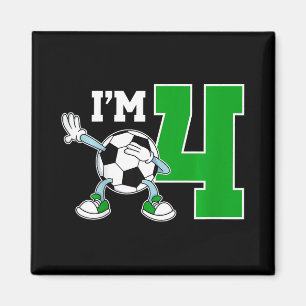 Kids 4th Soccer Birthday Party Four Year Old Socce Magnet