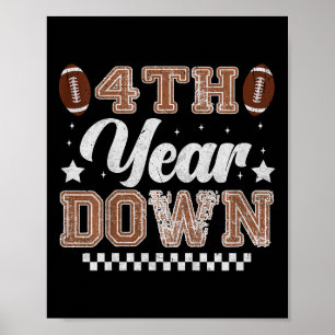 Kids 4th Year Down Football Birthday Party 4th Bir Poster