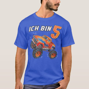 Kids 5 birthday gift boys girls car monster truck T-Shirt
