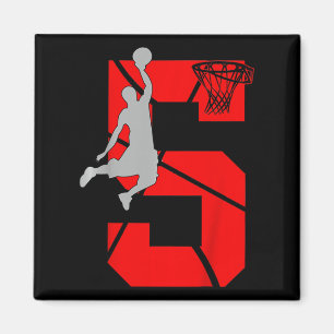 Kids 5 Year Old 5th Basketball Birthday PartyTheme Magnet