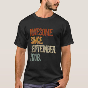 Kids 5 Year Old  5th Birthday Awesome Since Septem T-Shirt