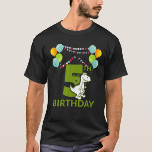 Kids 5 Year Old 5Th Birthday Boy Funny Trex Dinosa T-Shirt