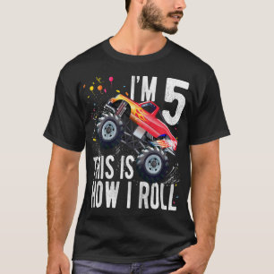 Kids 5 Year Old 5th Birthday Boy Monster Truck Ca T-Shirt
