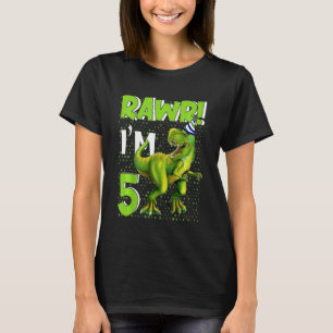 Kids 5 Year Old 5th Birthday Boy Rex Dinosaur Kid T-Shirt