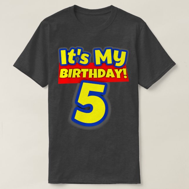 Kids 5 Year Old 5th Birthday Boys and Girls It's M T-Shirt (Design Front)