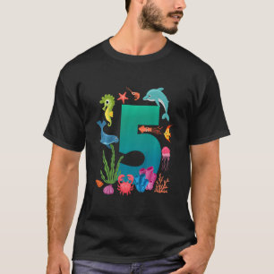 Kids 5 Year Old 5th Birthday Party Sea Fish Aquari T-Shirt