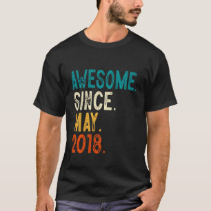 Kids 5 Year Old Awesome Since May 2018 5th Birthda T-Shirt