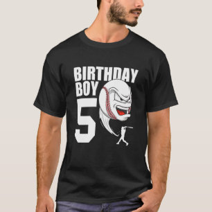 Kids 5 Year Old Baseball Birthday Party Theme 5th  T-Shirt