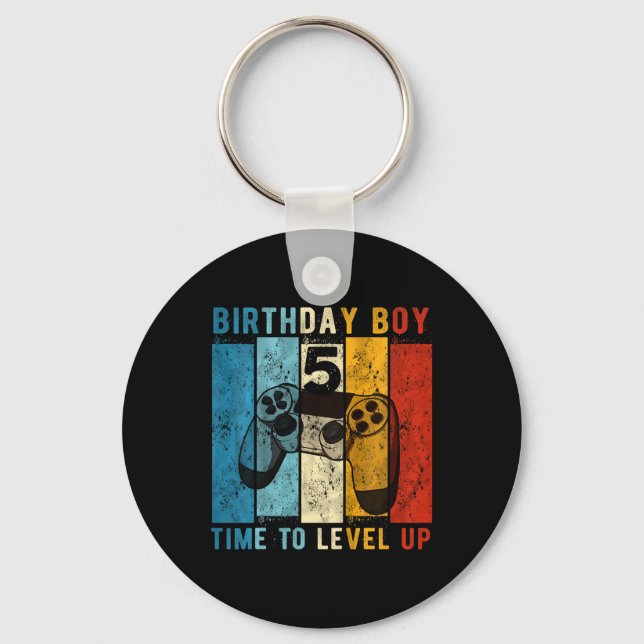 Kids 5 Year Old Birthday Boy 5 Time To Level Up 5t Key Ring (Front)