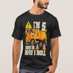 Kids 5 Year Old Birthday Concrete Mixer Truck T-Shirt