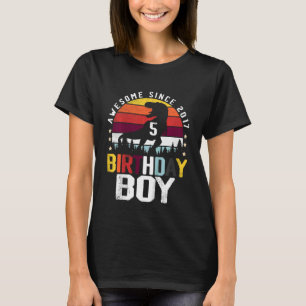 Kids 5 Year Old Birthday Dinosaur Rex Boy Awesome T-Shirt