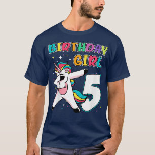 Kids 5 year Old Birthday Girl Unicorn Dabbing 5th  T-Shirt