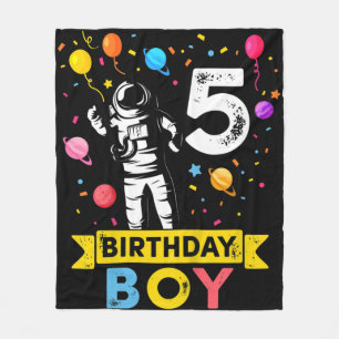 Kids 5 Year Old Boy Astronaut 5th Birthday Boy Fleece Blanket