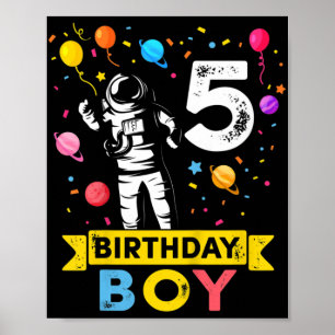 Kids 5 Year Old Boy Astronaut 5th Birthday Boy  Poster