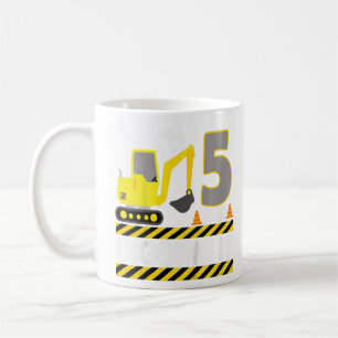 Kids 5 Year Old Boy Five 5th Birthday Construction Coffee Mug
