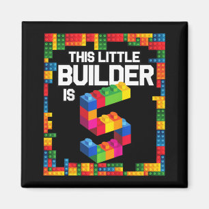 Kids 5 Year Old Building Blocks Birthday  Brick 5t Magnet