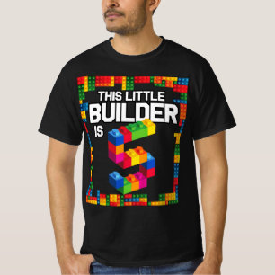 Kids 5 Year Old Building Blocks Birthday Brick 5t T-Shirt