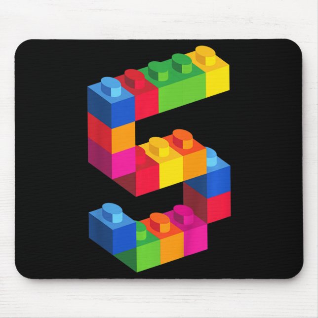 Kids 5 Year Old Building Blocks Birthday  Bricks 5 Mouse Pad (Front)