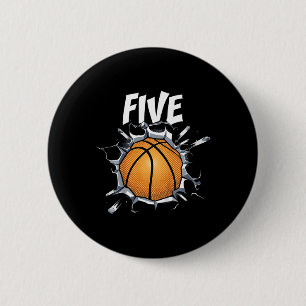 Kids 5 Year Old Bysketbyll Birthday Party Theme 5t 6 Cm Round Badge