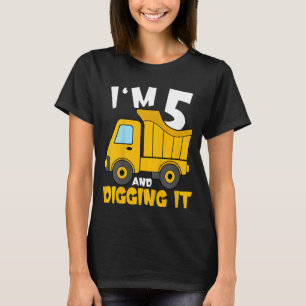 Kids 5 Year Old Cute Construction Truck Birthday 5 T-Shirt