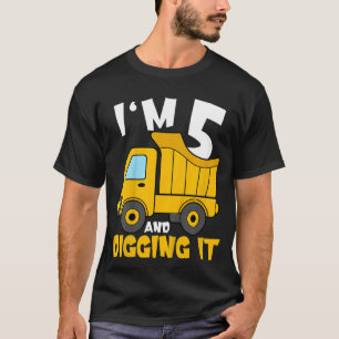 Kids 5 Year Old Cute Construction Truck Birthday 5 T-Shirt
