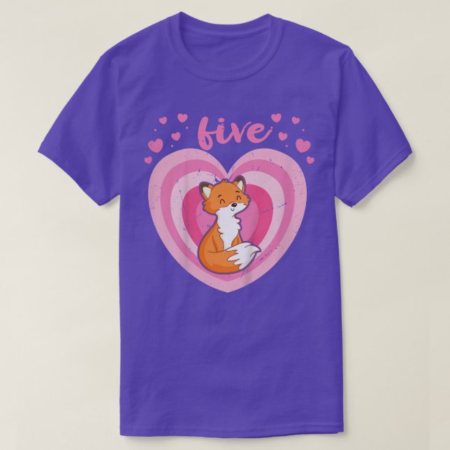Kids 5 Year Old Cute Fo Birthday Girl 5th Bday  T-Shirt (Design Front)