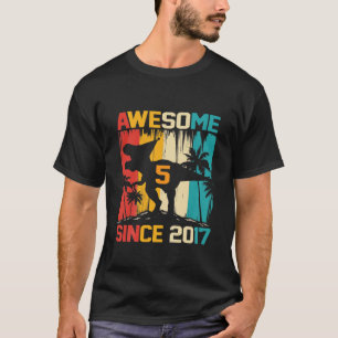 Kids 5 Year Old Dinosaur Vintage 5Th Birthday Awes T-Shirt