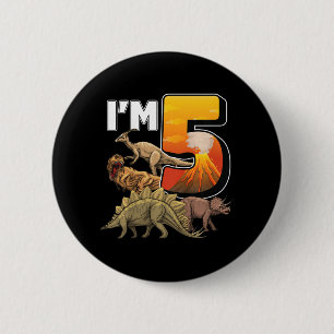 Kids 5 Year Old dinosaurs birthday 5th Party paleo 6 Cm Round Badge