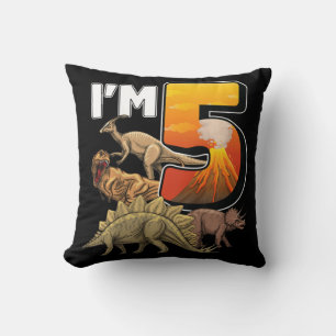 Kids 5 Year Old dinosaurs birthday 5th Party paleo Cushion