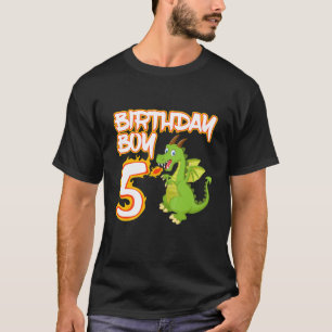Kids 5 Year Old Dragon Birthday Boy Themed Party 5 T-Shirt