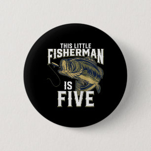 Kids 5 Year Old Fishing Birthday Party Fisherman 5 6 Cm Round Badge