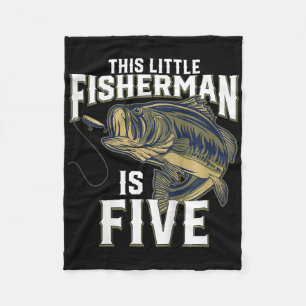 Kids 5 Year Old Fishing Birthday Party Fisherman 5 Fleece Blanket