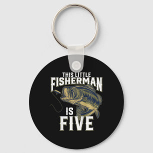 Kids 5 Year Old Fishing Birthday Party Fisherman 5 Key Ring