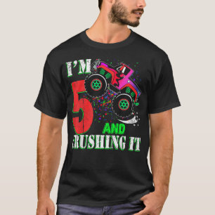 Kids 5 Year Old Girl 5th Birthday Monster Truck Bo T-Shirt