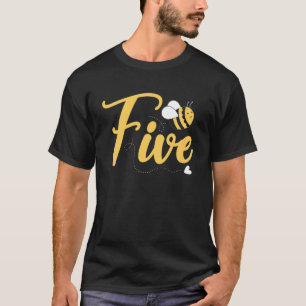 Kids 5 Year Old Girl Bee Themed 5th Birthday Kids T-Shirt