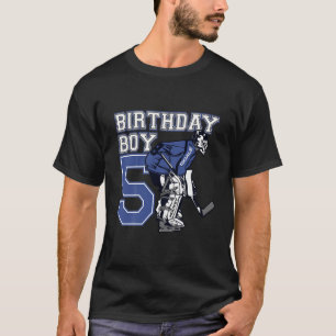 Kids 5 Year Old Ice Hockey Goalie Themed Birthday T-Shirt