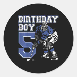 Kids 5 Year Old Ice Hockey Themed Birthday Party 5 Classic Round Sticker