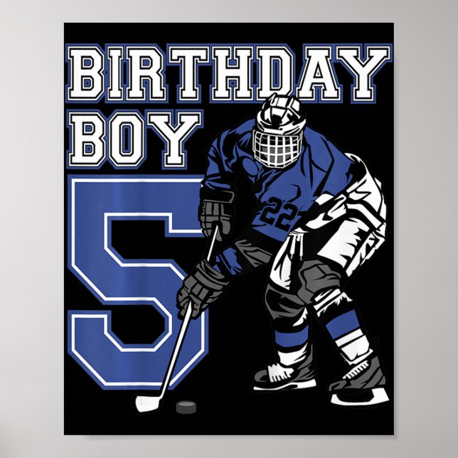 Kids 5 Year Old Ice Hockey Themed Birthday Party 5 Poster (Front)