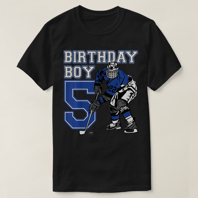 Kids 5 Year Old Ice Hockey Themed Birthday Party 5 T-Shirt (Design Front)
