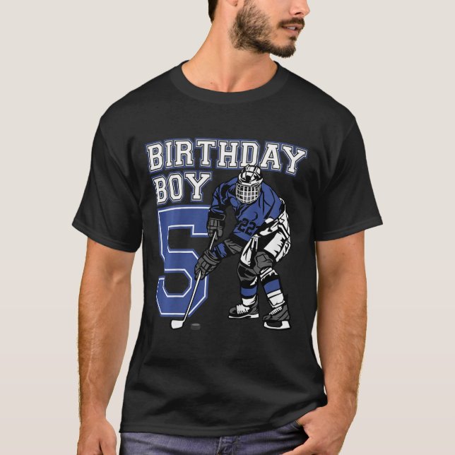 Kids 5 Year Old Ice Hockey Themed Birthday Party 5 T-Shirt (Front)