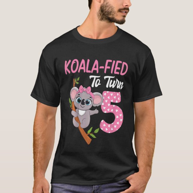 Kids 5 Year Old Koala 5th Birthday Party Animal Ko T-Shirt (Front)