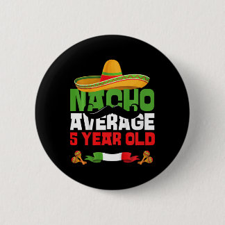 Kids 5 Year Old Mexican Fiesta 5th Birthday Party  6 Cm Round Badge