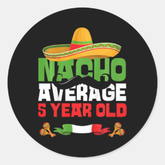 Kids 5 Year Old Mexican Fiesta 5th Birthday Party  Classic Round Sticker