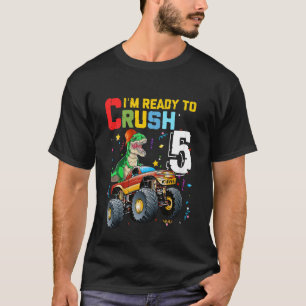 Kids 5 Year Old Monster Truck Dinosaur 5th Birthda T-Shirt