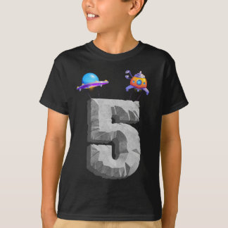 Kids 5 Year Old Outer Space Birthday Party T-Shirt