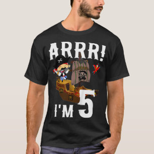 Kids 5 Year Old Pirate Birthday Party Pirates Ship T-Shirt