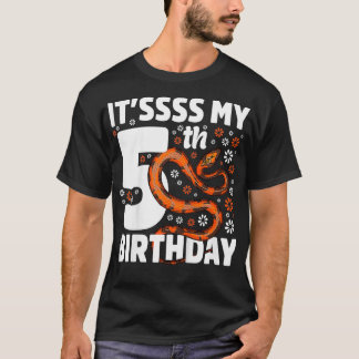 Kids 5 Year Old Snake 5th Birthday Party Boa Pytho T-Shirt