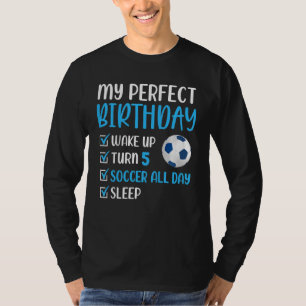 Kids 5 Year Old Soccer Birthday Party 5th Boy Foot T-Shirt