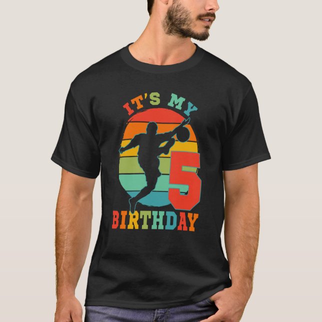Kids 5 Year Old Soccer It's My Birthday Party Them T-Shirt (Front)