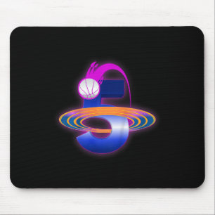 Kids 5 Year Old Space Basketball 5th Birthday Part Mouse Pad